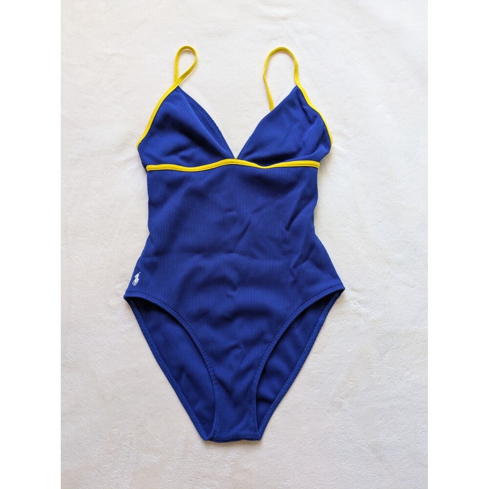 Y2K Polo Ralph Lauren Women’s Blue One-Piece Swimsuit Size 10